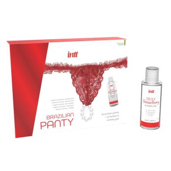 Набор INTT Brazilian Sliding: красная повязка с жемчужинами и гель Strawberry 50 мл — фото 3