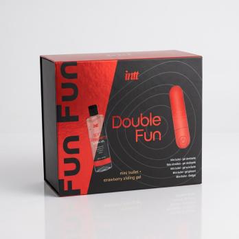 Набор INTT Double Fun: красная вибропуля и клубничный гель, 50 мл