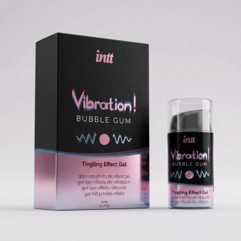 Жидкий интимный гель с эффектом вибрации INTT Bubble Gum, флакон с помпой 15 мл