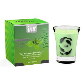 Массажная свеча INTT с мятой в стеклянной рюмке, аромамасло 40 г