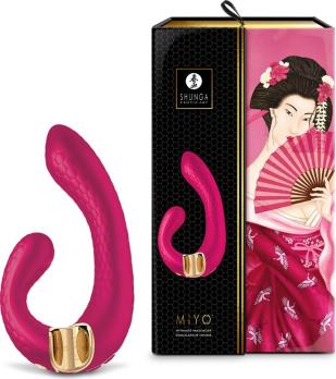 Малиновый гибкий вибростимулятор Shunga Miyo для клитора и зоны G