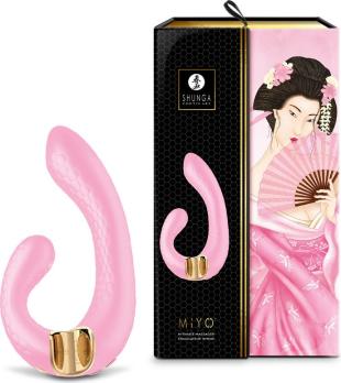 Вибростимулятор Shunga Miyo нежно-розового цвета для клитора и точки G