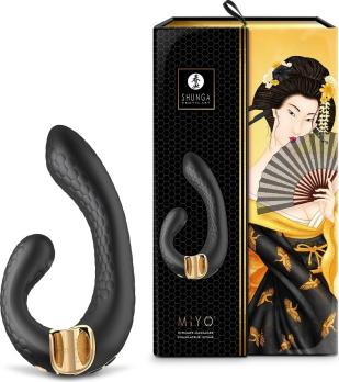 Черный гибкий вибростимулятор Shunga Miyo для клитора и зоны G