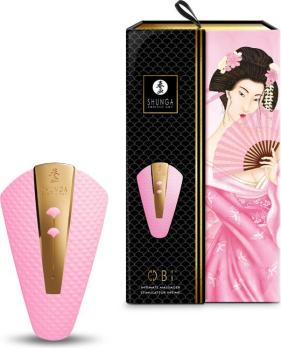 Нежно-розовый вибростимулятор Shunga Obi для клитора и промежности