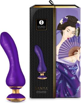 Ярко-фиолетовый гибкий вибростимулятор Shunga Sanya с эргономичной ручкой