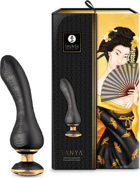 Черный вибростимулятор Shunga Sanya с гибким корпусом и эргономичной ручкой