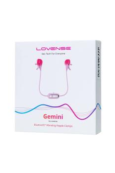 Розовые вибрирующие зажимы для сосков Lovense Gemini на гибких проводах — фото 6