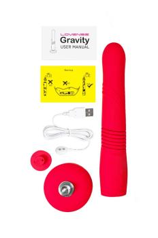Фрикционный фаллоимитатор с вибрацией Lovense Gravity красного цвета на присоске — фото 8