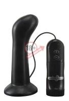 Черная анальная пробка с 4 режимами вибрации E4 CURVE HEAD - 11 см.