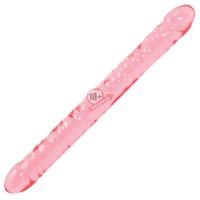 Розовый двухголовый фаллоимитатор Crystal Jellies - 45,7 см.