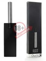 Чёрная прямоугольная шлёпалка Leather Paddle - 35 см.