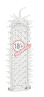 Прозрачная эластичная насадка на пенис с шипами SENSASOFT SLEEVE CLEAR