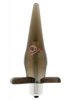 Дымчатая анальная пробка Power Buttplug с вибрацией - 12 см.