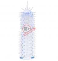 Голбуая насадка с шипами и усиками SENSASOFT SLEEVE BLUE - 16,5 см.