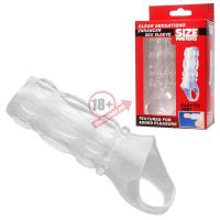 Насадка на пенис с кольцом для мошонки Clear Sensations Enhancer Sex Sleeve - 11,5 см.