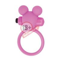 Розовое эрекционное виброкольцо TEDDY COCKRING SILICONE