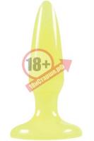 Желтая анальная пробка, светящаяся в темноте, Firefly Pleasure Plug Mini - 8,1 см.
