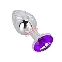 Мини-плаг из стали с фиолетовым кристаллом Violet Dream - 6,5 см.