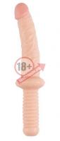 Телесный фаллоимитатор с ручкой BIGSTUFF DONG WITH HANDLE - 32 см.