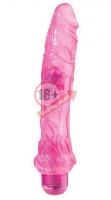 Большой розовый вибратор JELLY JOY 9INCH 10 RHYTHMS PINK - 23 см.