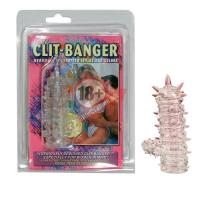 Прозрачная насадка с шипами и клиторальной шишечкой CLIT-BANGER SLEEVE IN CLEAR