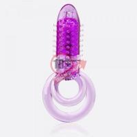 Фиолетовое виброкольцо с подхватом мошонки DOUBLE O 8 PURPLE