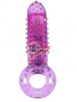 Фиолетовое эрекционное кольцо с вибрацией и пальчиком OYEAH PURPLE