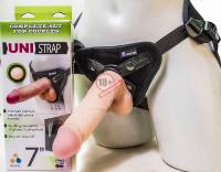Страпон-унисекс с двумя насадками UNI strap 7" Harness - 19 и 12 см.