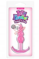 Розовая анальная пробка Jelly Rancher T-Plug Ripple - 10,9 см.