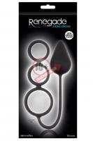 Чёрная анальная пробка Renegade 3 Ring Circus Large Black с эрекционными кольцами