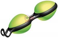 Зелёные вагинальные шарики на чёрной сцепке Joyballs Secret