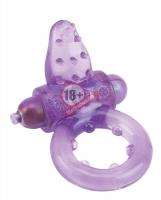 Фиолетовое эрекционное кольцо с вибрацией и рельефным язычком NUBBY CLITORAL PROBE COCKRING