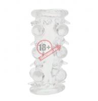 Прозрачная насадка на пенис с шипами и бугорками JELLY JOY LUST CLUSTER CLEAR