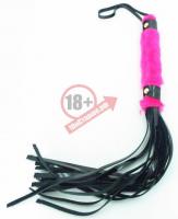 Плеть из лака с розовым мехом BDSM Light - 43 см.