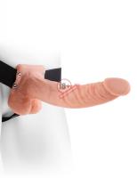 Полый страпон телесного цвета Hollow Strap-On with Balls - 24 см.