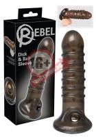 Насадка на пенис Rebel smoke с рёбрышками и отверстием под мошонку