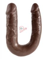Коричневый U-образный фаллоимитатор U-Shaped Medium Double Trouble - 34,6 см.