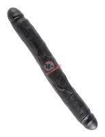 Чёрный двусторонний фаллоимитатор 12" Slim Double Dildo - 30 см.