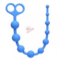 Голубая анальная цепочка Orgasm Beads - 33,5 см.