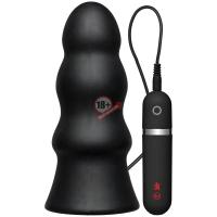 Анальная вибропробка Kink Vibrating Silicone Butt Plug Rippled 7.5" - 19 см.