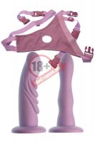 Женский страпон с 2 насадками-фаллосами ULTIMATE TWIN STRAP-ON - 17,8 см.