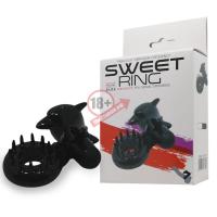 Чёрное эрекционное виброкольцо Sweet Ring с дельфинчиком