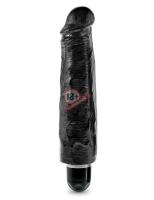 Чёрный вибратор-реалистик 7" Vibrating Stiffy - 21,6 см.