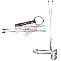 Кольцо на пенис с зажимами на соски 100% PVC STRAP WITH METAL SNAP