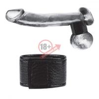 Чёрная утяжка на мошонку 1" Velcro Ball Stretcher