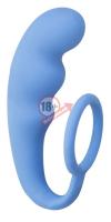 Голубое эрекционное кольцо с анальным стимулятором Mountain Range Anal Plug