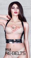 Чёрная портупея Bella Black с зеркальными элементами