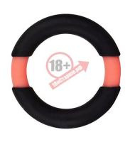Чёрное эрекционное кольцо NEON STIMU RING 32MM BLACK/ORANGE