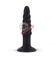 Анальная пробка со спиралевидным рельефом MENZSTUFF SPIRAL PLUG BLACK - 11,5 см.