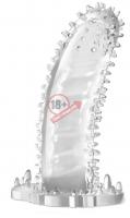 Прозрачная закрытая насадка с шипами Performance Tickler Sleeve - 14 см.